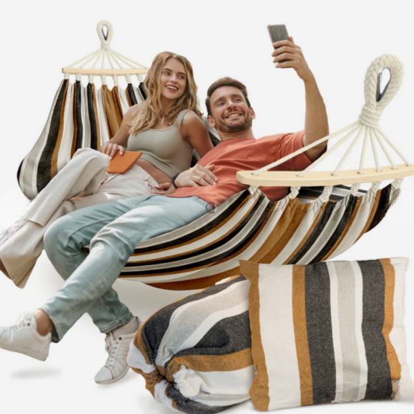 Хамак XXL с възглавница и чанта — максимален комфорт до 250 кг за релакс навън