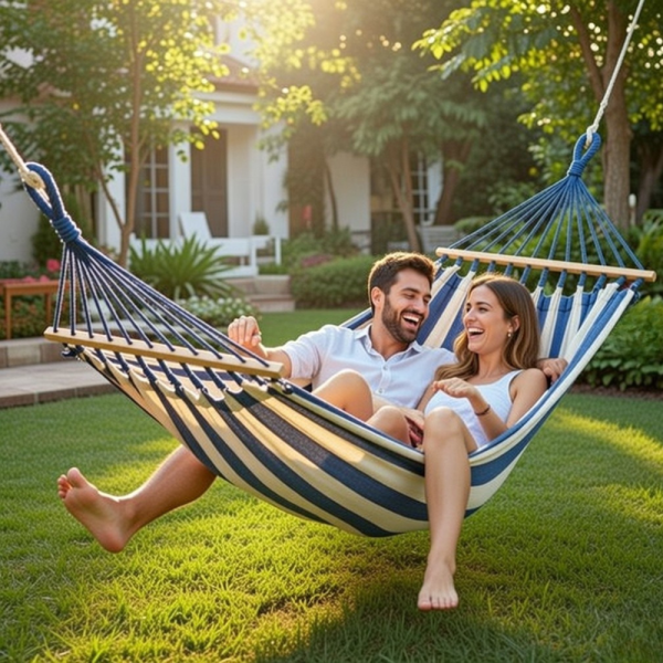 Хамак XXL с възглавница и чанта — максимален комфорт до 250 кг за релакс навън 2