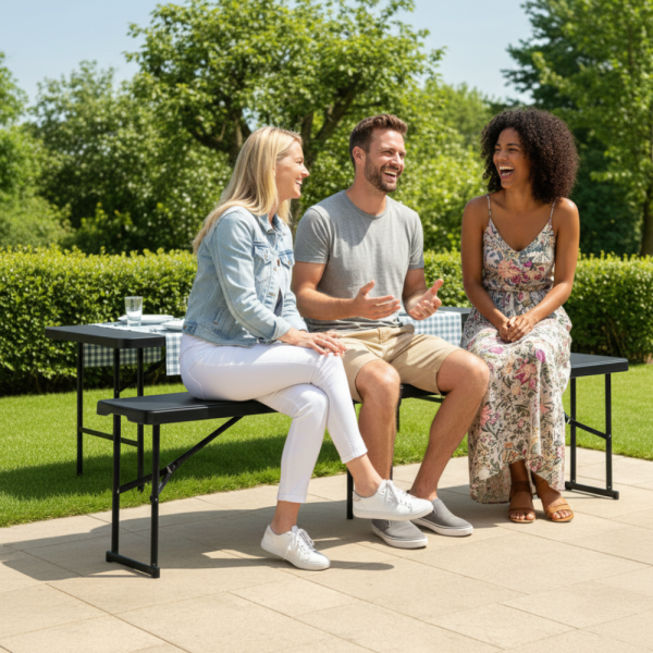 Сгъваема пейка за кетъринг 180 см - здрава и лесна за пренасяне - идеална за големи събития и къмпинг 2