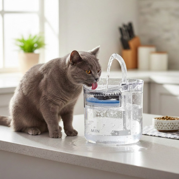 Автоматичен електрически фонтан с функция диспенсър за вода, за домашни любимци