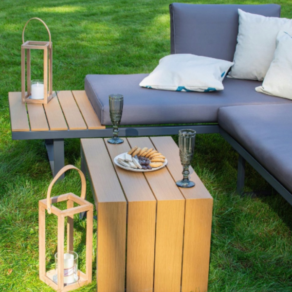 Градински комплект KANZA - модулен ъглов диван от алуминий с удобни възглавници и маса 2