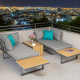 Градински комплект KANZA - модулен ъглов диван от алуминий с удобни възглавници и маса 4
