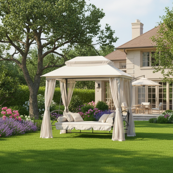 Луксозна градинска шатра с люлка и функция сън за пълен релакс 2