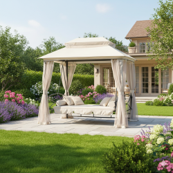 Луксозна градинска шатра с люлка и функция сън за пълен релакс