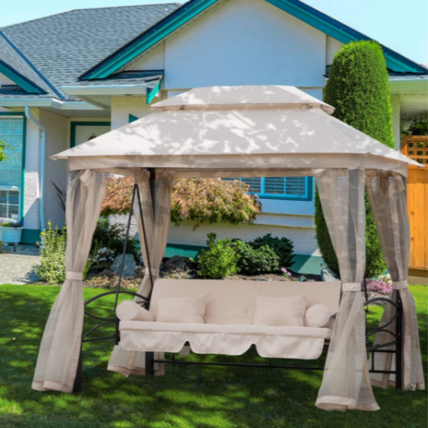 Луксозна градинска шатра с люлка и функция сън за пълен релакс