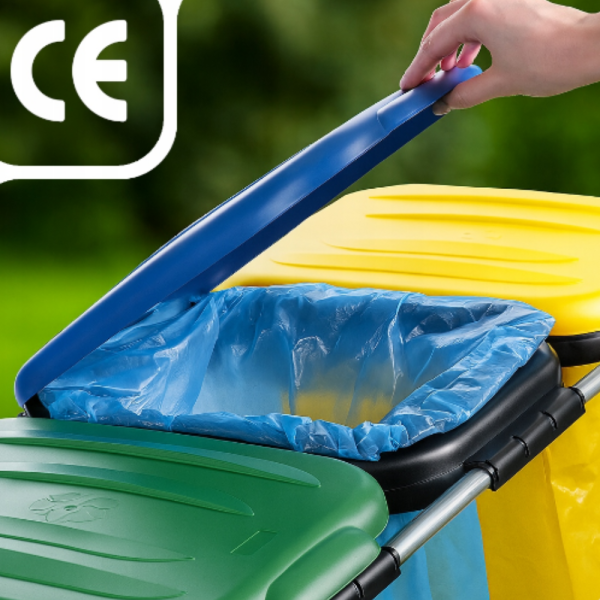 Стойка с капаци за разделно хвърляне на отпадъци - грижа за околната среда