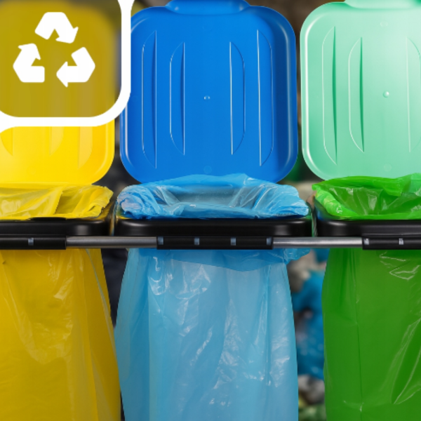 Стойка с капаци за разделно хвърляне на отпадъци - грижа за околната среда 3