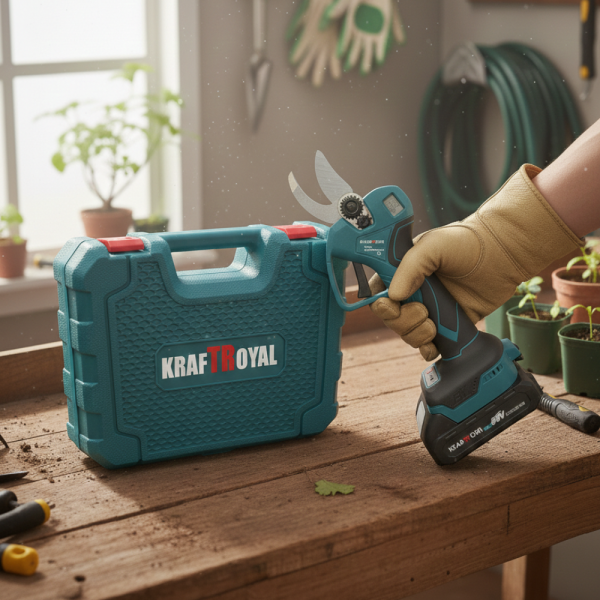 Комплект акумулаторна ножица KraftRoyal с 2 батерии и куфар — мощно и прецизно рязане
