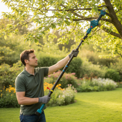 Акумулаторна лозарска ножица KraftRoyal 36V 8Ah с телескопичен прът до 2.7м — мощно, леко и удобно рязане