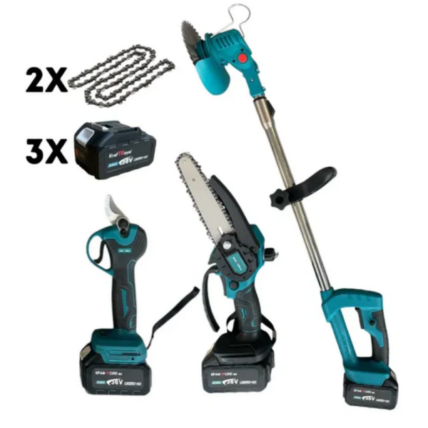 Акумулаторен комплект 3в1 – тример, ножица и резачка с 3 батерии 36V/8Ah