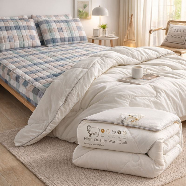 Капитониран чаршаф от нетъкана материя 1,80 x 2,00 м + 2 калъфки + Подарък Зимен юрган с овча вълна 160x200см 1