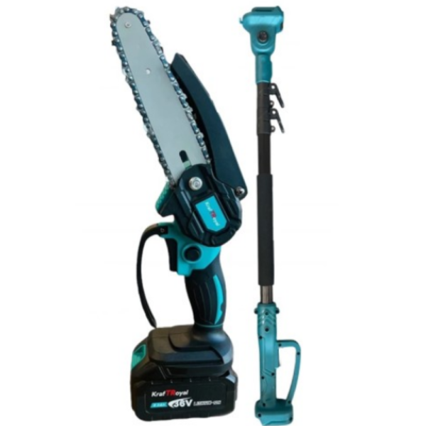 Комплект 3 в 1 от акумулаторна лозарска ножица, акумулаторен мини верижен трион и телескопичен прът 7