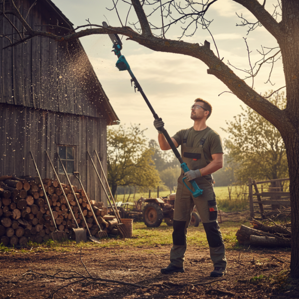 Комплект 3 в 1 от акумулаторна лозарска ножица, акумулаторен мини верижен трион и телескопичен прът