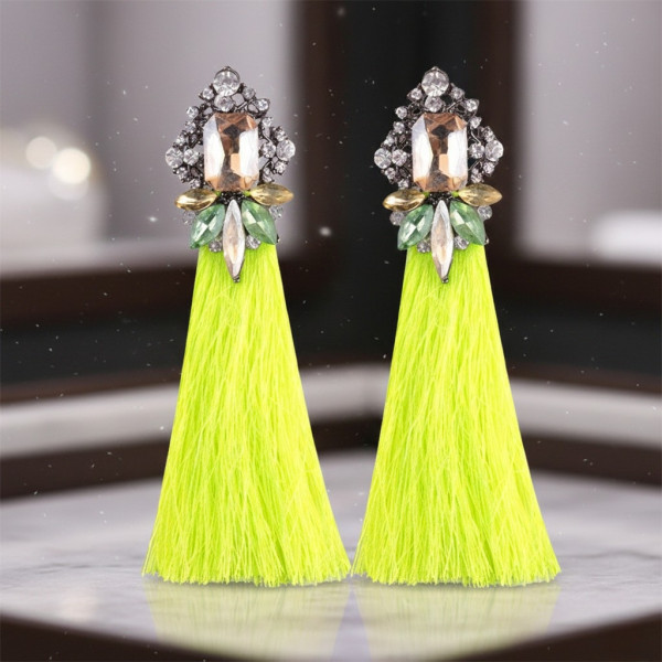 Кокетни дамски обеци с голям кристал в хавайски стил  A92 2