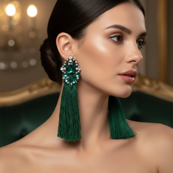 Кокетни дамски обеци с голям кристал в хавайски стил  A92