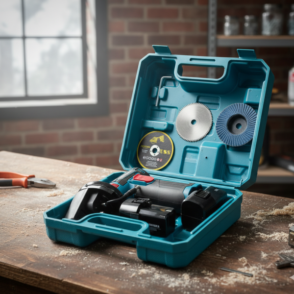 Мини ъглошлайф KraftRoyal 24V 6Ah с безчетков мотор и 2 батерии за бързо и прецизно рязане 3