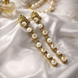 Дамски обеци лъвска глава и перли А39