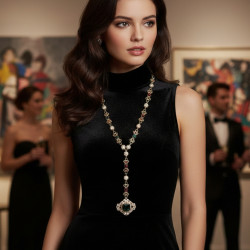 Многоцветно висящо колие с голяма висулка с камък D20