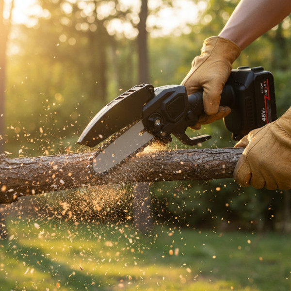 Акумулаторен мини верижен трион 6", Комплект с 2 батерии 6000mAh и куфар 1