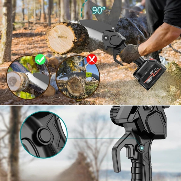 Акумулаторен мини верижен трион 6", Комплект с 2 батерии 6000mAh и куфар 6