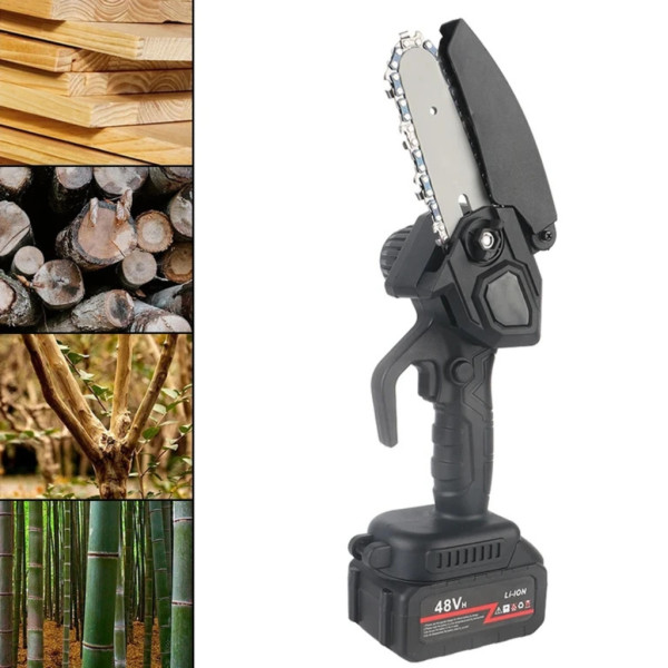 Акумулаторен мини верижен трион 6", Комплект с 2 батерии 6000mAh и куфар