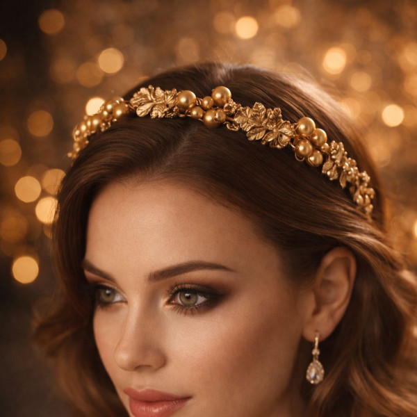 Диадема с перли в бяло или златисто F05 2