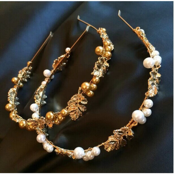 Диадема с перли в бяло или златисто F05 5