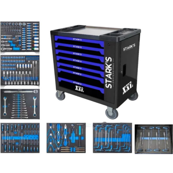 Професионална количка с инструменти 258 части – пълен набор за автосервизи и майстори 7