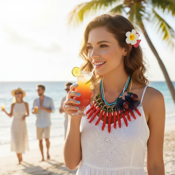 Голямо богато колие с наниз и брошка с черешки D59 2