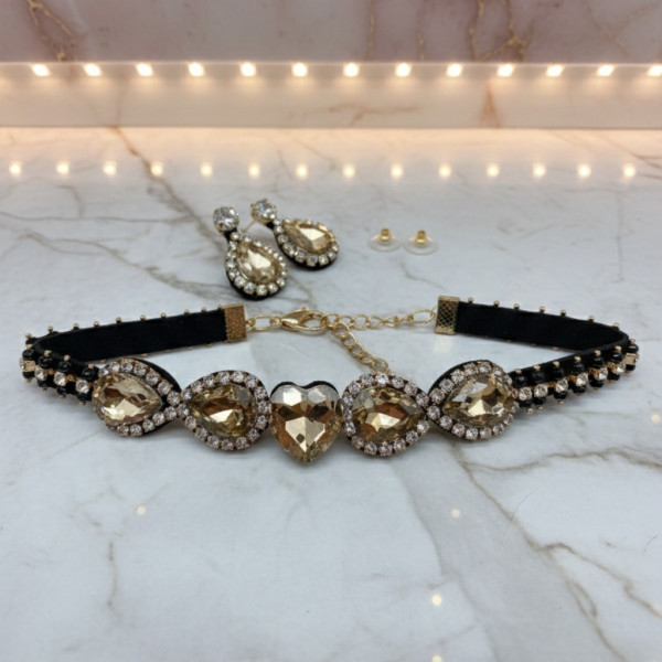 Дамски колиета с многоцветни  камъни или дамски комплект колие с обици - D97