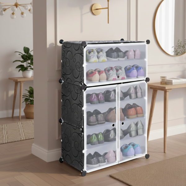 Черен модулен шкаф за обувки - функционалност и красив дизайн в едно 1