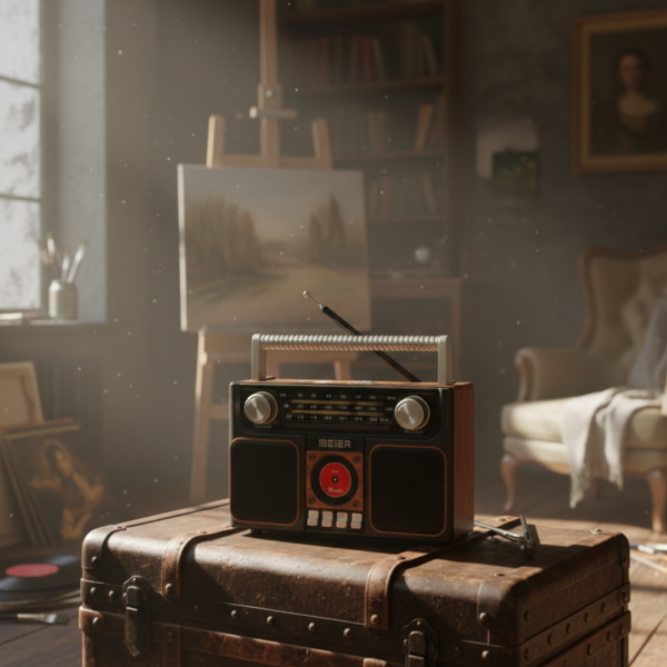 Портативно соларно радио MEIER MD-1306BT-S: Bluetooth, USB, FM/AM/SW, мощен звук и стилен ретро дизайн