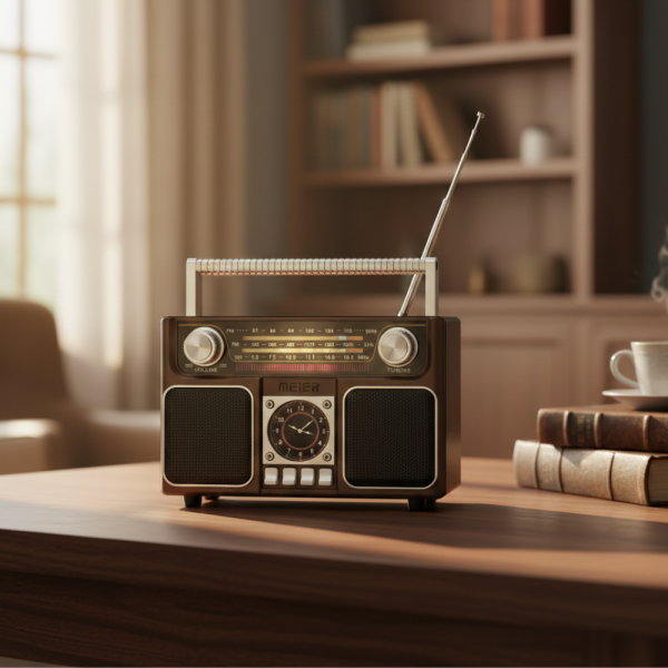 Портативно соларно радио MEIER MD-1306BT-S: Bluetooth, USB, FM/AM/SW, мощен звук и стилен ретро дизайн