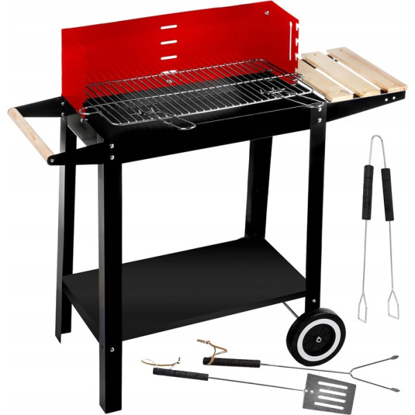 Градинско барбекю на колела, емайлирана стомана, 4 степени + Подарък 3 прибора 6