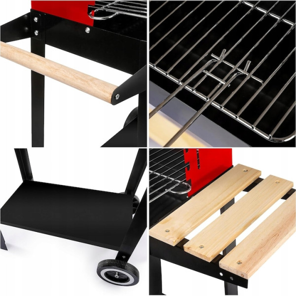 Градинско барбекю на колела, емайлирана стомана, 4 степени + Подарък 3 прибора