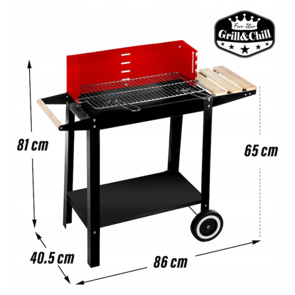 Градинско барбекю на колела, емайлирана стомана, 4 степени + Подарък 3 прибора