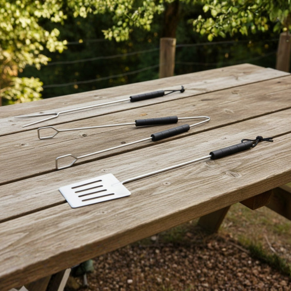 Градинско барбекю на колела, емайлирана стомана, 4 степени + Подарък 3 прибора 10