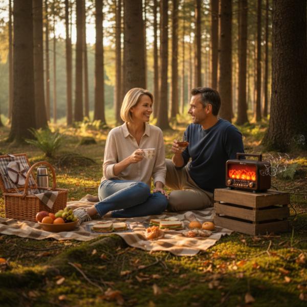 Соларно преносимо радио FP-2393-S - тип камина с горящи пламъци 4