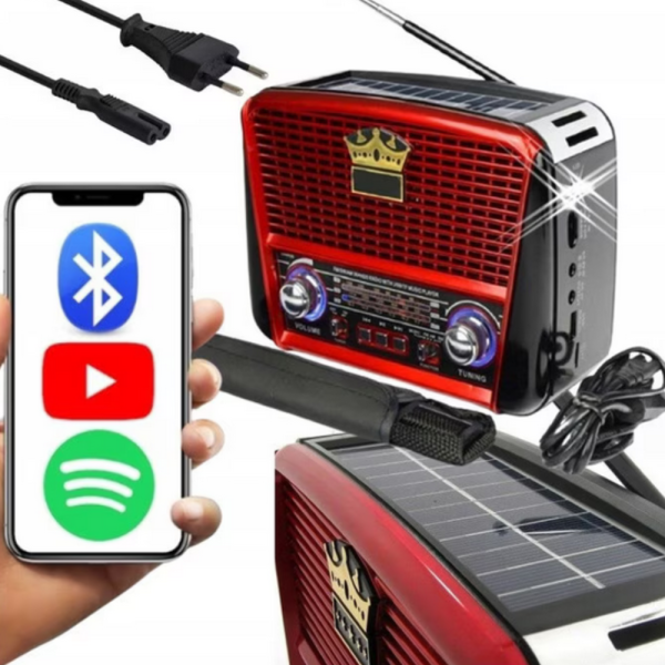 Преносимо ретро радио Golon с Bluetooth и соларен панел - мощен звук и дълъг живот на батерията 9