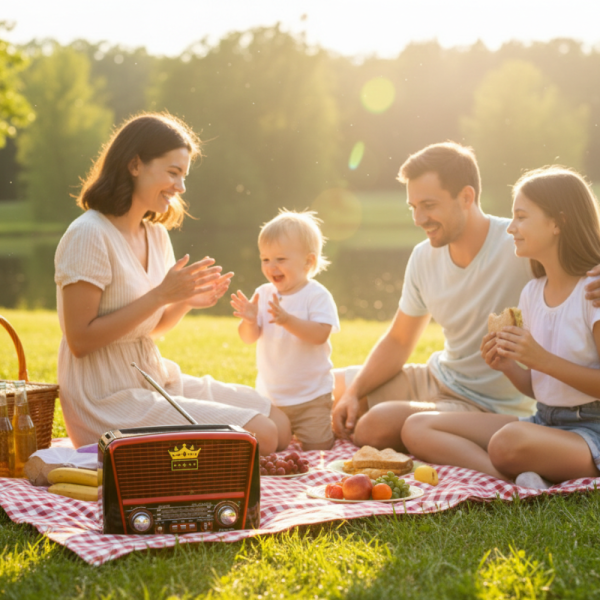 Преносимо ретро радио Golon с Bluetooth и соларен панел - мощен звук и дълъг живот на батерията 2