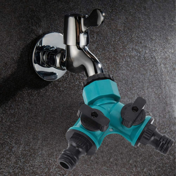 Троен разклонител, редукция, 2-пътни, 1/2" 3/4" градински маркуч, вентили 2