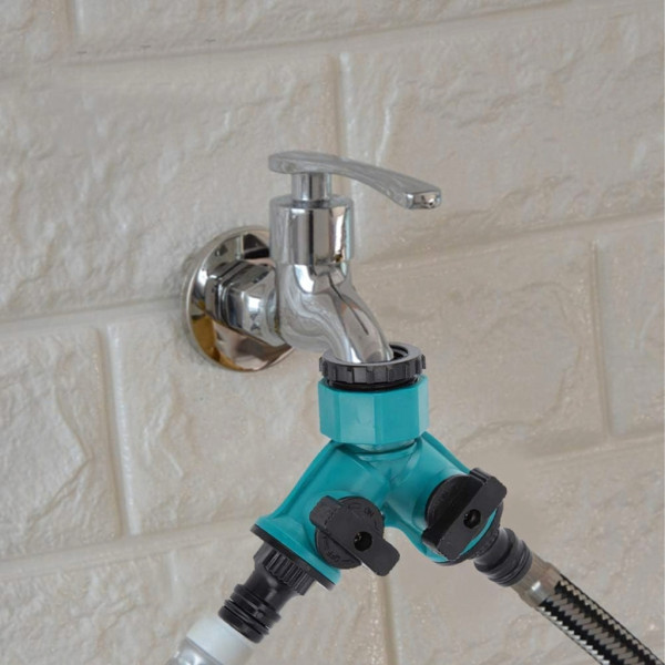 Троен разклонител, редукция, 2-пътни, 1/2" 3/4" градински маркуч, вентили 3