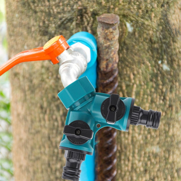 Троен разклонител, редукция, 2-пътни, 1/2" 3/4" градински маркуч, вентили 5