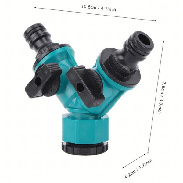 Троен разклонител, редукция, 2-пътни, 1/2" 3/4" градински маркуч, вентили 12