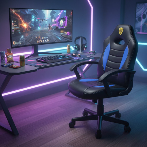 Детски геймърски офис стол – Спортен дизайн, ергономичен и регулируем