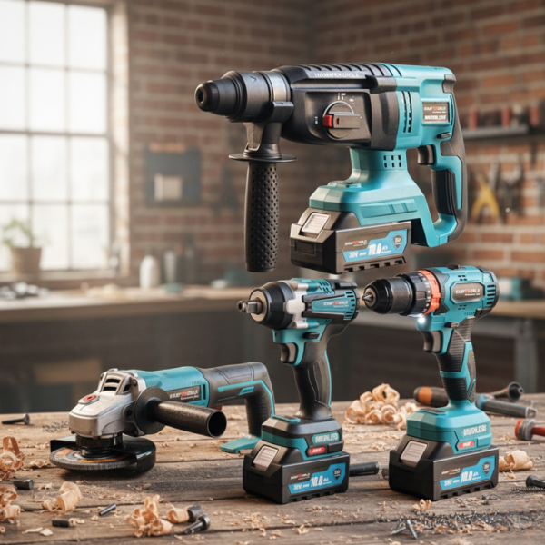 Комплект 4 в 1 - акумулаторен перфоратор, винтоверт, гайковерт и ъглошлайф 36V