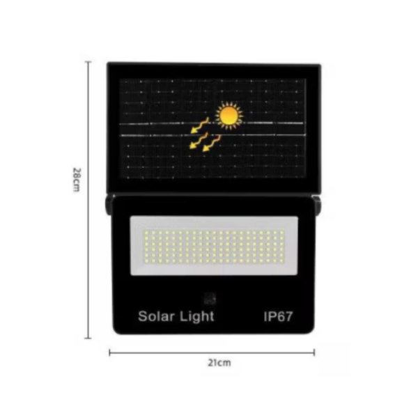 Соларна лампа COBA CB-LD180 (126 LED) —  мощен външен прожектор със сензор за здрач, IP67