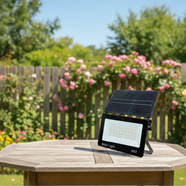 Соларна лампа COBA CB-LD180 (126 LED) —  мощен външен прожектор със сензор за здрач, IP67