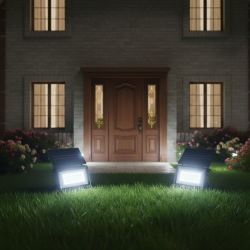 Соларна лампа COBA CB-LD180 (126 LED) —  мощен външен прожектор със сензор за здрач, IP67