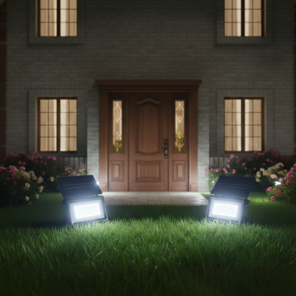 Соларна лампа COBA CB-LD180 (126 LED) —  мощен външен прожектор със сензор за здрач, IP67 1